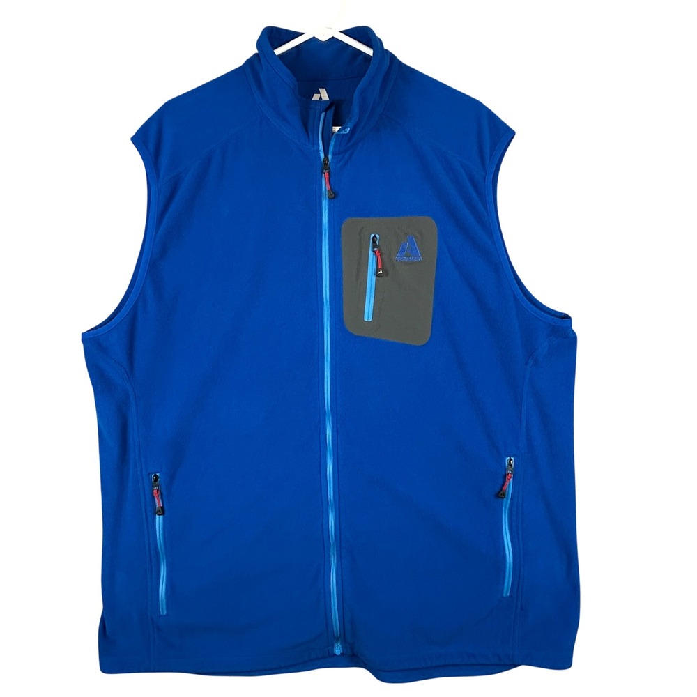 Eddie Bauer First Ascent Fleece Vest Mens Tall XXL Royal Blue Full Zip Outdoor